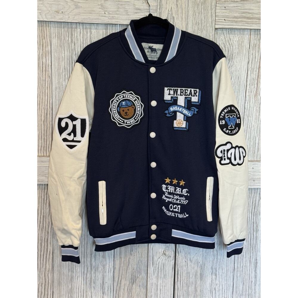 Abercrombie Fitch Cargo varsity jacket T‎ W Bear TWBU Basketball Size L ? Read